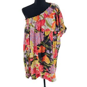 Anthropologie x Yukiko Noritake floral one sleeve mini shift‎ dress small